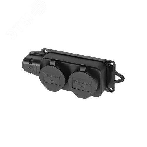 Розетка двухместная с заглушками каучук 2Р+РЕ 16А 250В IP44