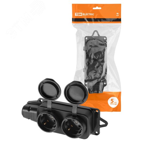 Розетка двухместная с заглушками каучук 2Р+РЕ 16А 250В IP44