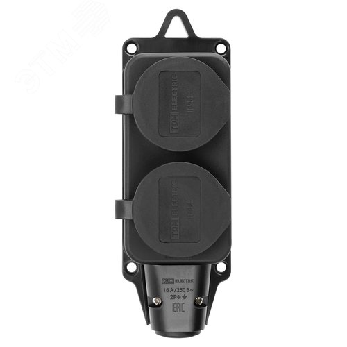 Розетка двухместная с заглушками каучук 2Р+РЕ 16А 250В IP44