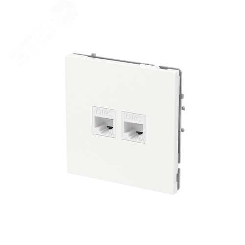 Компьютерная розетка RJ-45 без шторки, кат.6А двойная, KANT, белая магнолия
