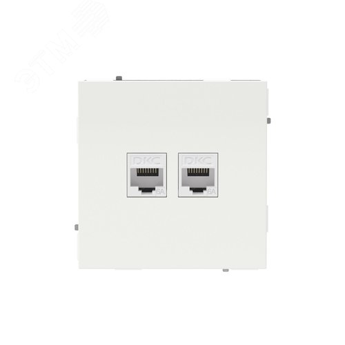 Компьютерная розетка RJ-45 без шторки, кат.6А двойная, KANT, белая магнолия
