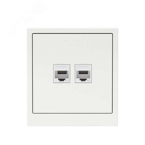 Компьютерная розетка RJ-45 без шторки, кат.6А двойная, KANT, белая магнолия