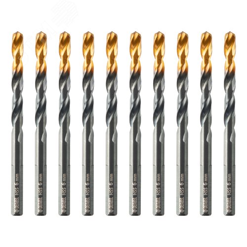 Сверло по металлу, 6 мм, HSS-Tin, Golden Tip, 10 шт.