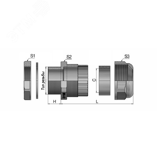 Сальник MG 12 пластик (3-6,5 мм) IP68 серый ГОФРОМАТИК