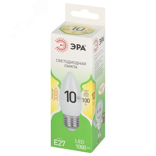 Лампа светодиодная LED 10 Вт 1000Лм 3000К свеча теплый E27 220-240В LED B35-10W-830-E27 Green Line