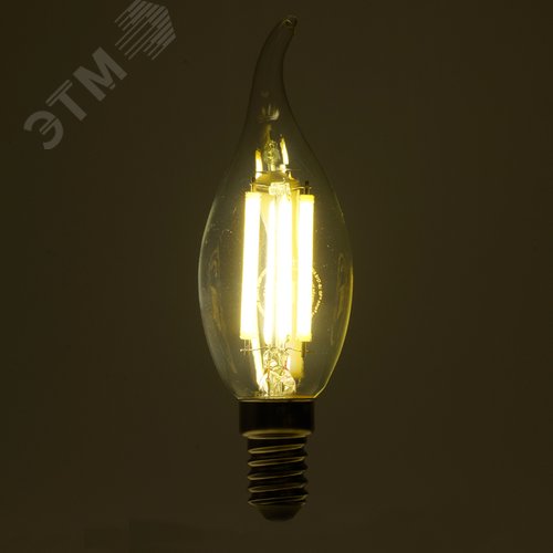 Лампа светодиодная LED 8вт Е14 белый свеча на ветру FILAMENT .PRO