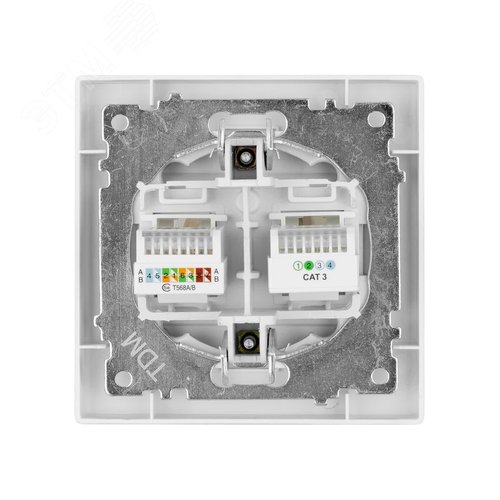 Розетка телефонная RJ11 + компьютерная RJ45 серебр. металлик Сенеж