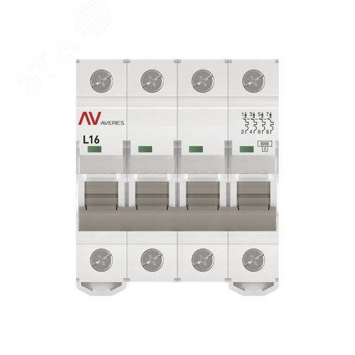 Выключатель автоматический AV-6 4P 16A (L) 6kA AVERES