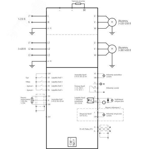 Преобразователь частоты NCI-G2.2-2B 2.2кВт, 9.6А вход 1~ 198-253В, выход 3~ 230В, торм.модуль, встроенная панель(сьемная-опция), IP20, Modbus RTU