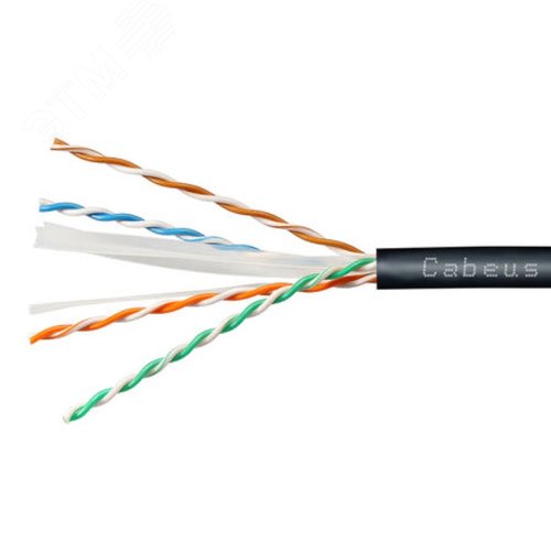 Витая пара UTP (U/UTP), категория 6, 4 пары (23 AWG), одножильный, для внутренней и внешней прокладки (+75 C - -40), LSZH-UV (20 м)