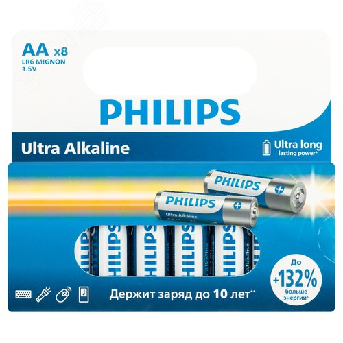 Элемент питания алкалиновый LR6E8W/51 АА 1,5v 8 шт. LR6-8BL Ultra