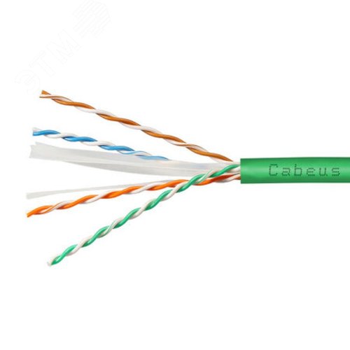 Витая пара UTP (U/UTP), категория 6, 4 пары (23 AWG), одножильный, нг(А)-LSLTx, зеленый (50 м)