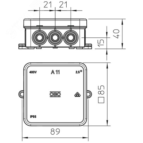 Коробка уравнивания потенциалов, 7 подключений, IP55 (1804 AP)