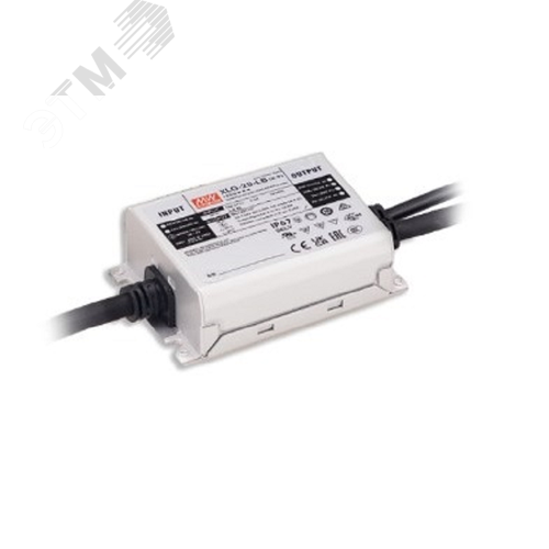 Источник питания AC-DC, 18.9Вт, стабилизатор тока, IP67, вход 90…305В AC, 47…63Гц, ККМ, выход 350мА/32.4…54В, изоляция 3750В AC, в кожухе 95х63х30мм, -40…+80°С (корпус)
