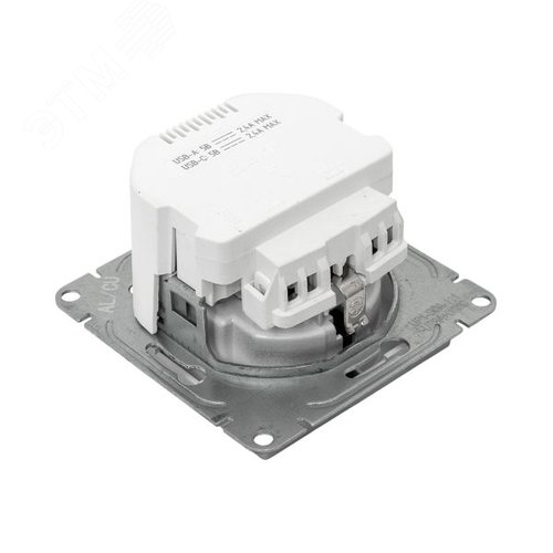 Механизм розетки с USB-A+С - 2шт, 16А, с заземлением, со шторками, алюминий Эпика EKF