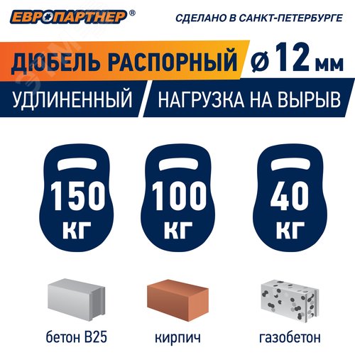 Дюбель распорный 12х100 нейлон удлиненный (20 шт)
