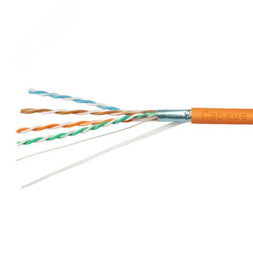 Витая пара экранированная FTP (F/UTP), категория 5e, 4 пары (24 AWG), одножильный, экран - фольга, LSZH, нг(А)-HF, (50 м)