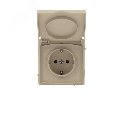 Розетка силовая, 2P+E, с з/ш, с крышкой, IP44, KANT, ванильный марципан