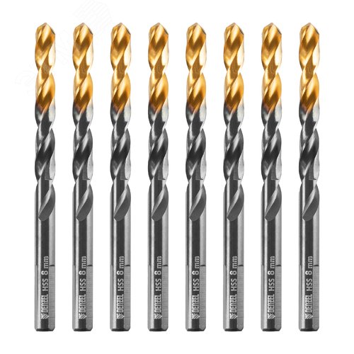 Сверло по металлу, 8 мм, HSS-Tin, Golden Tip, 8 шт.
