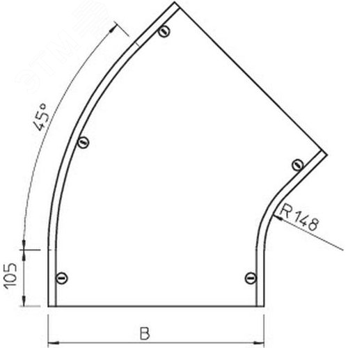 Крышка угловой секции 45°, B=400 мм, FS (DFB 45 400 FS)
