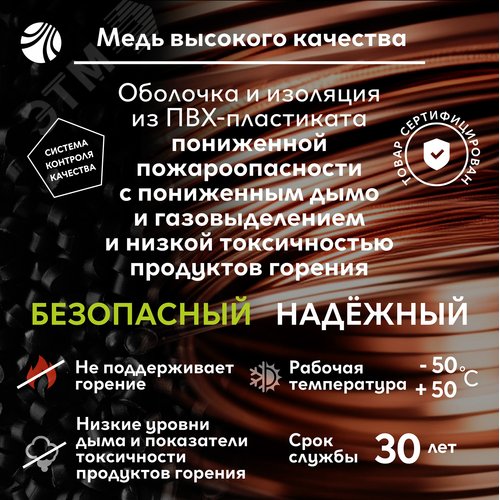Кабель силовой ВВГнг(А)-LSLTx 2х2.5пл плоский