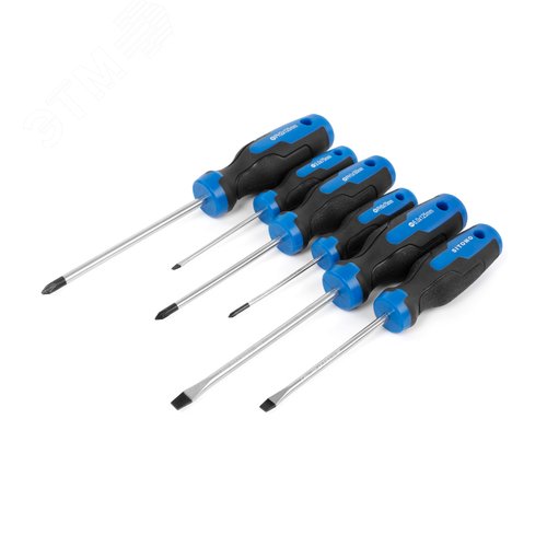 Набор отверток 6 штук (SL3x75mm, SL5x100mm, SL6х125mm, PH0x75mm, PH1x100mm, PH2x125mm) CrV