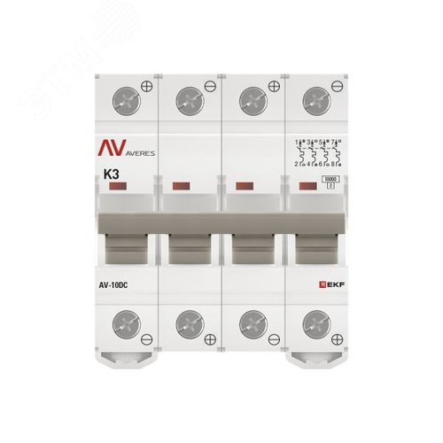 Выключатель автоматический AV-10 DC 4P 3A (K) 10kA AVERES