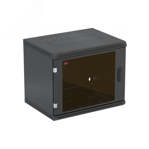 Шкаф телекоммуникационный настенный разборный черный 9U 600x350 ШТ-НСр-9U-600-350-С-Ч дверь стекло