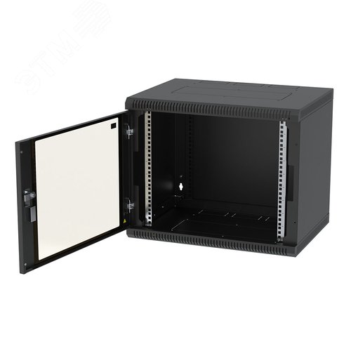 Шкаф телекоммуникационный настенный разборный черный 9U 600x350 ШТ-НСр-9U-600-350-С-Ч дверь стекло