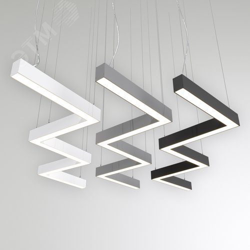RVE-PLS4972-BARRE-Z-3386-P (Зигзаг Z 3386х733х72мм сег. 987мм 49х72мм 125Вт Подвесной 4000К Серый RAL9006 МУАР) светильник