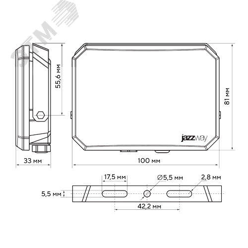 Прожектор светодиодный ДО-30w холодный OPAL 6500K 2700Лм IP65 JazzWay