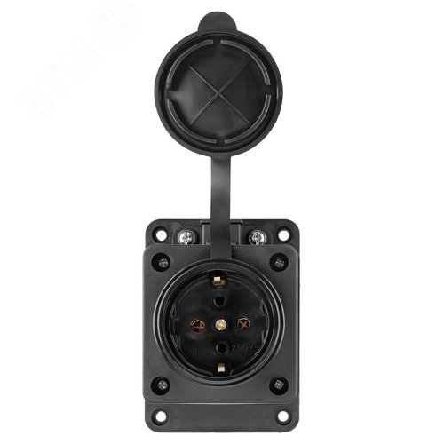 Розетка настенная с заглушкой каучук 2Р+РЕ 16А 250В IP44