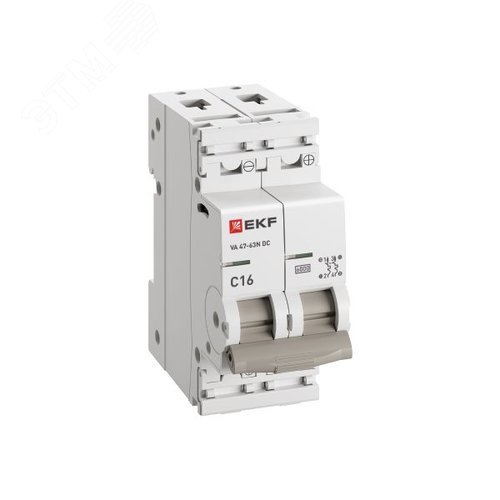 Выключатель автоматический двухполюсный 2P 16 кА (C) 6kA ВА 47-63N DC M63DC6216C PROXIMA EKF