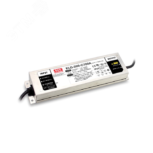 Источник питания AC-DC, 198.8Вт, IP65, вход 100…305В AC, 47…63Гц142…431В DC, ККМ, выход 71...142В1400мА, изоляция 3750В AC, в кожухе 244х71х37.5, -40…+85°С (корпус), потенциометры, с проводом заземления