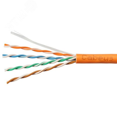Витая пара UTP (U/UTP), категория 5e, 4 пары 0,48мм (24 AWG), одножильный, LSZH, нг(А)-HF, оранжевый, (25 м)
