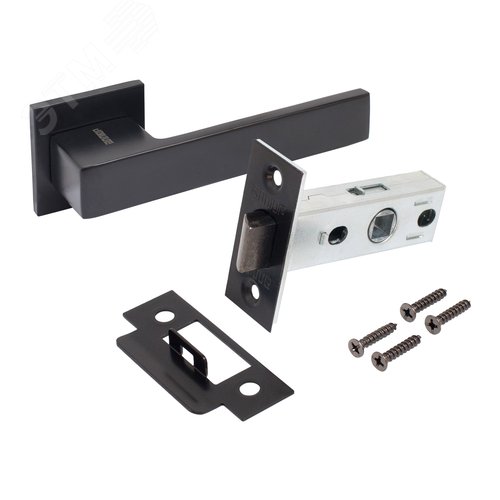 Комплект ручка и защелка АЛЛЮР АРТ РИНГО BL+L45-8 BL (83150/S45) матовый черный