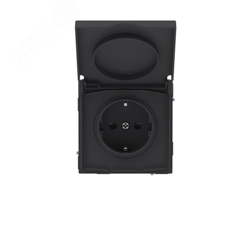 Розетка силовая, 2P+E, с з/ш, с крышкой, IP44, KANT, черный уголь