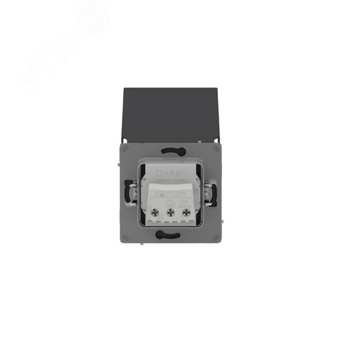 Розетка силовая, 2P+E, с з/ш, с крышкой, IP44, KANT, черный уголь