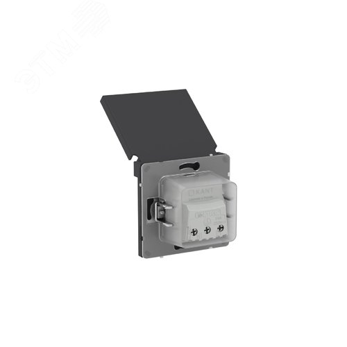 Розетка силовая, 2P+E, с з/ш, с крышкой, IP44, KANT, черный уголь