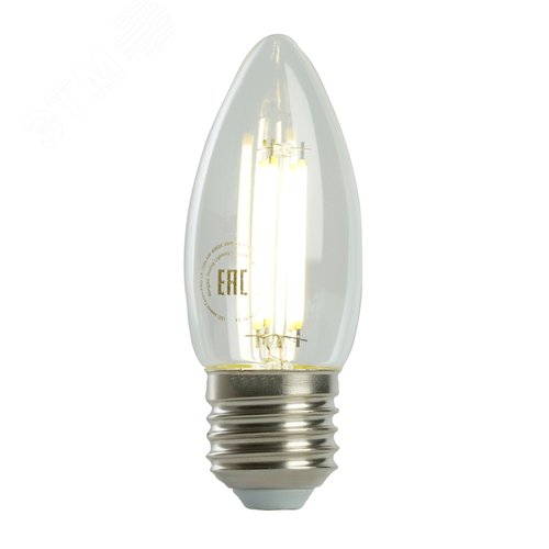 Лампа светодиодная LED 6вт Е27 белый свеча FILAMENT .PRO