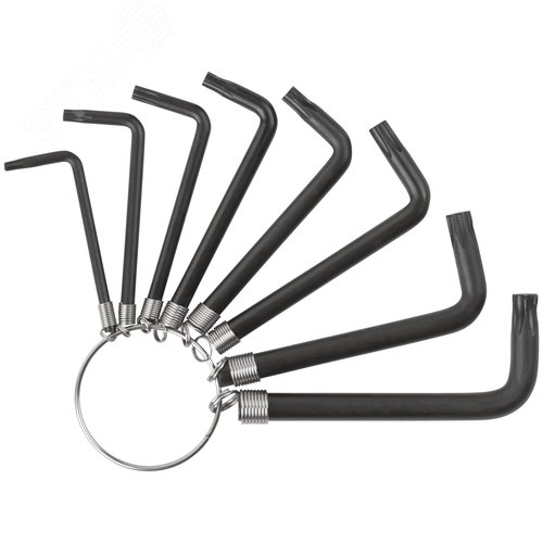 Набор закаленных TORX ключей на кольце 8 шт. Т9-Т40, с чёрным фосфатным покрытием