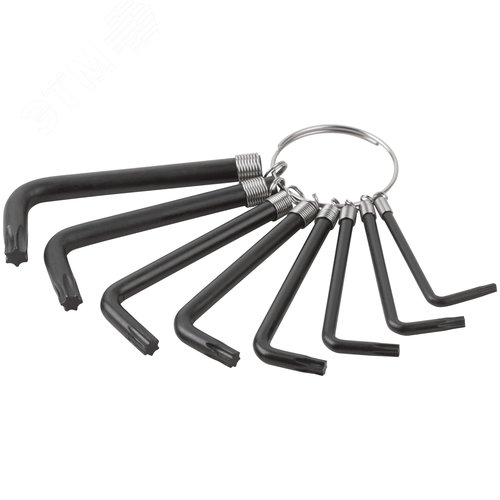 Набор закаленных TORX ключей на кольце 8 шт. Т9-Т40, с чёрным фосфатным покрытием