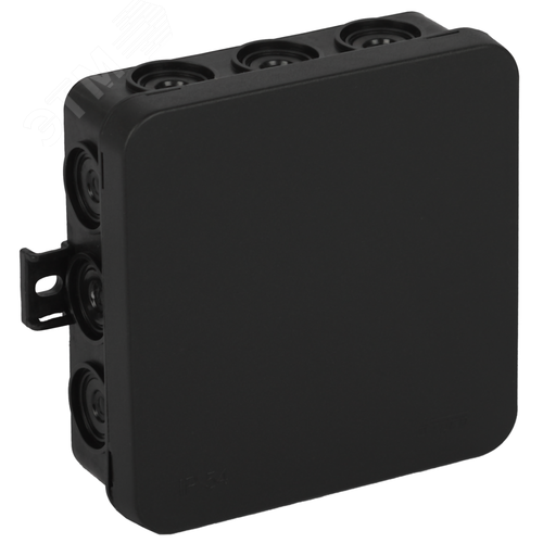 Коробка разветвительная для открытой проводки 100х100х35 мм черная IP54