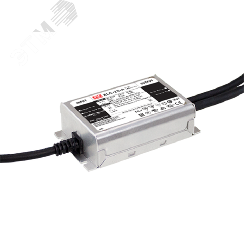 Источник питания AC-DC, 25Вт, стабилизатор тока, IP67, вход 90…305В AC, 47…63Гц, ККМ, выход 250…1050мА/22…54В (режим пост. мощности), изоляция 3750В AC, в кожухе 105х63х30мм, -40…+85°С (корпус), встр. потенциометр
