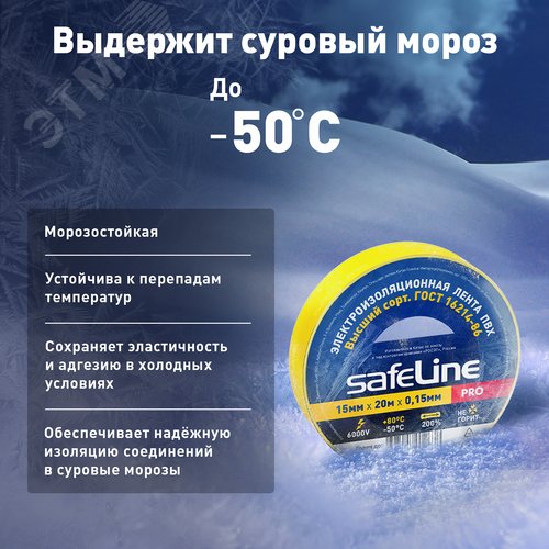 Изолента ПВХ желтая 15мм 20м
