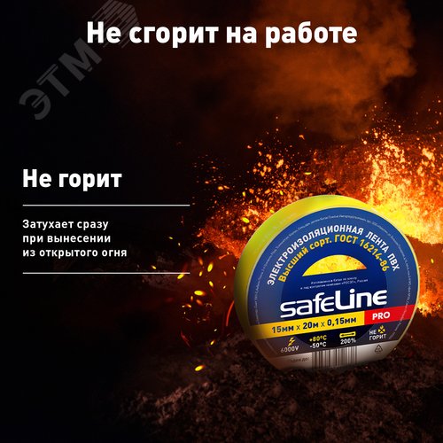 Изолента ПВХ желтая 15мм 20м