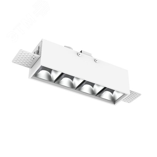 Светильник светодиодный DL-Box Reflect Multi 1x4 trimless встраиваемый 150х43х63 мм 14 Вт 3000 К 55град DALI RAL9003 белый