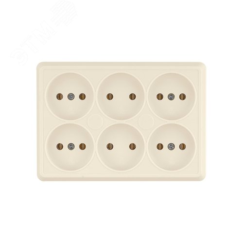 Розетка шестиместная 2П открытой установки IP20 10А сл. кость Ладога