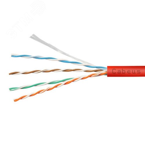 Витая пара UTP (U/UTP), категория 5e, 4 пары (24 AWG), одножильный, красный, LSZH, нг(А)-HF, (50 м)