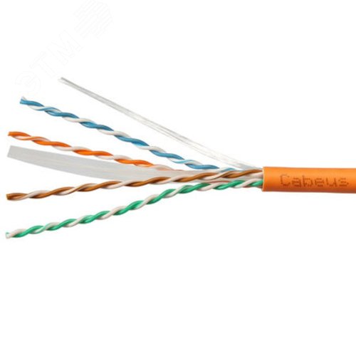 Витая пара UTP (U/UTP), категория 6, 4 пары (23 AWG), одножильный, LSZH, нг(А)-HF, оранжевый (20 м)